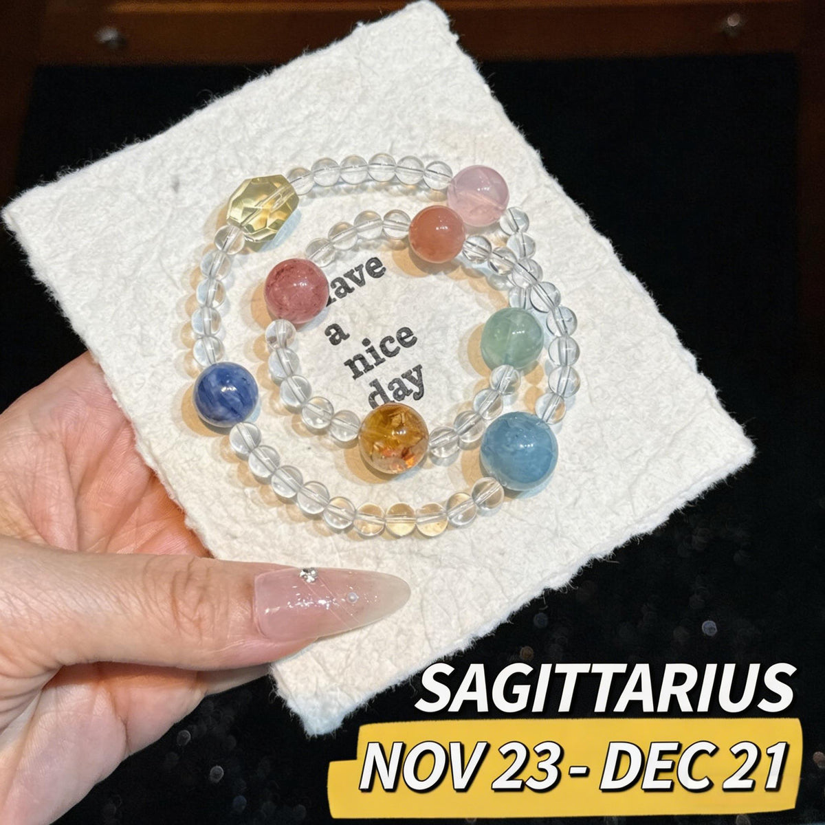 Zodiac Sign Bracelet with Dopamine Double-Layer Natural Crystal Beads - Fresh, Sweet, and Unique, Suitable for Both Men and Women, 2026 Spring New Jewelry