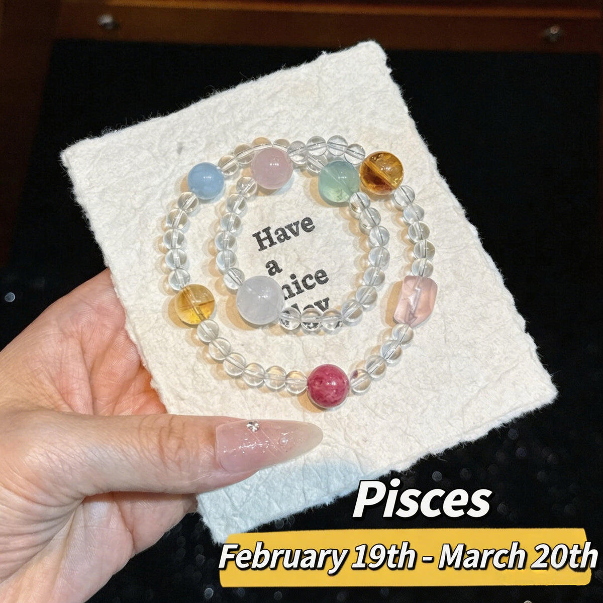 Zodiac Sign Bracelet with Dopamine Double-Layer Natural Crystal Beads - Fresh, Sweet, and Unique, Suitable for Both Men and Women, 2026 Spring New Jewelry