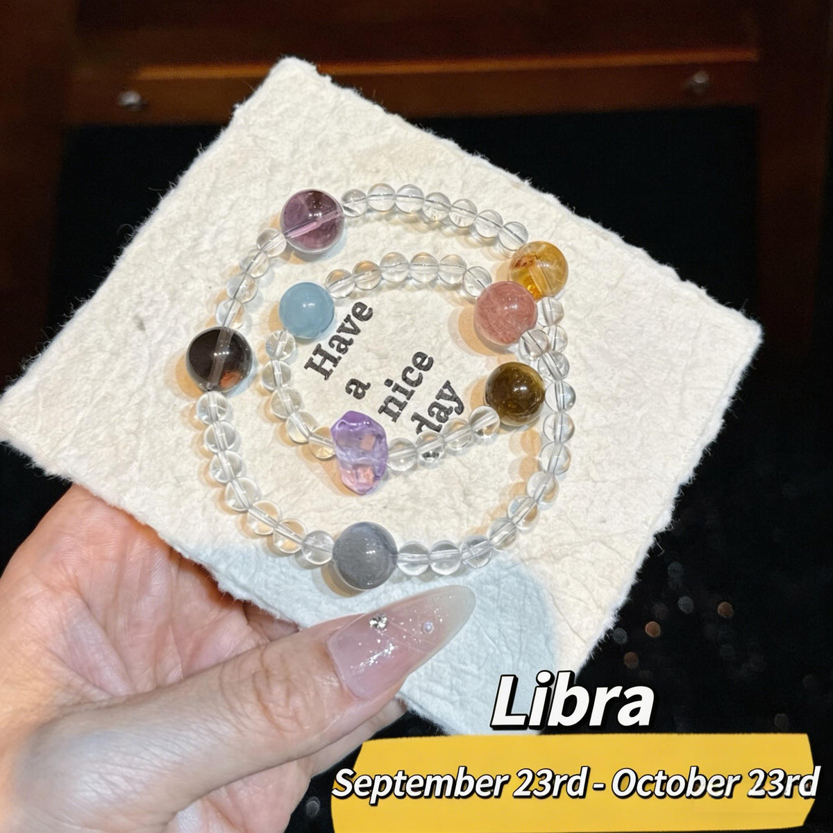 Zodiac Sign Bracelet with Dopamine Double-Layer Natural Crystal Beads - Fresh, Sweet, and Unique, Suitable for Both Men and Women, 2026 Spring New Jewelry