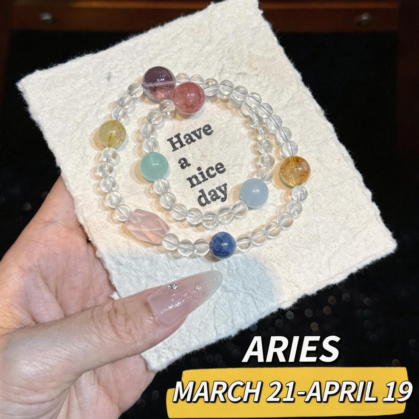 Zodiac Sign Bracelet with Dopamine Double-Layer Natural Crystal Beads - Fresh, Sweet, and Unique, Suitable for Both Men and Women, 2026 Spring New Jewelry