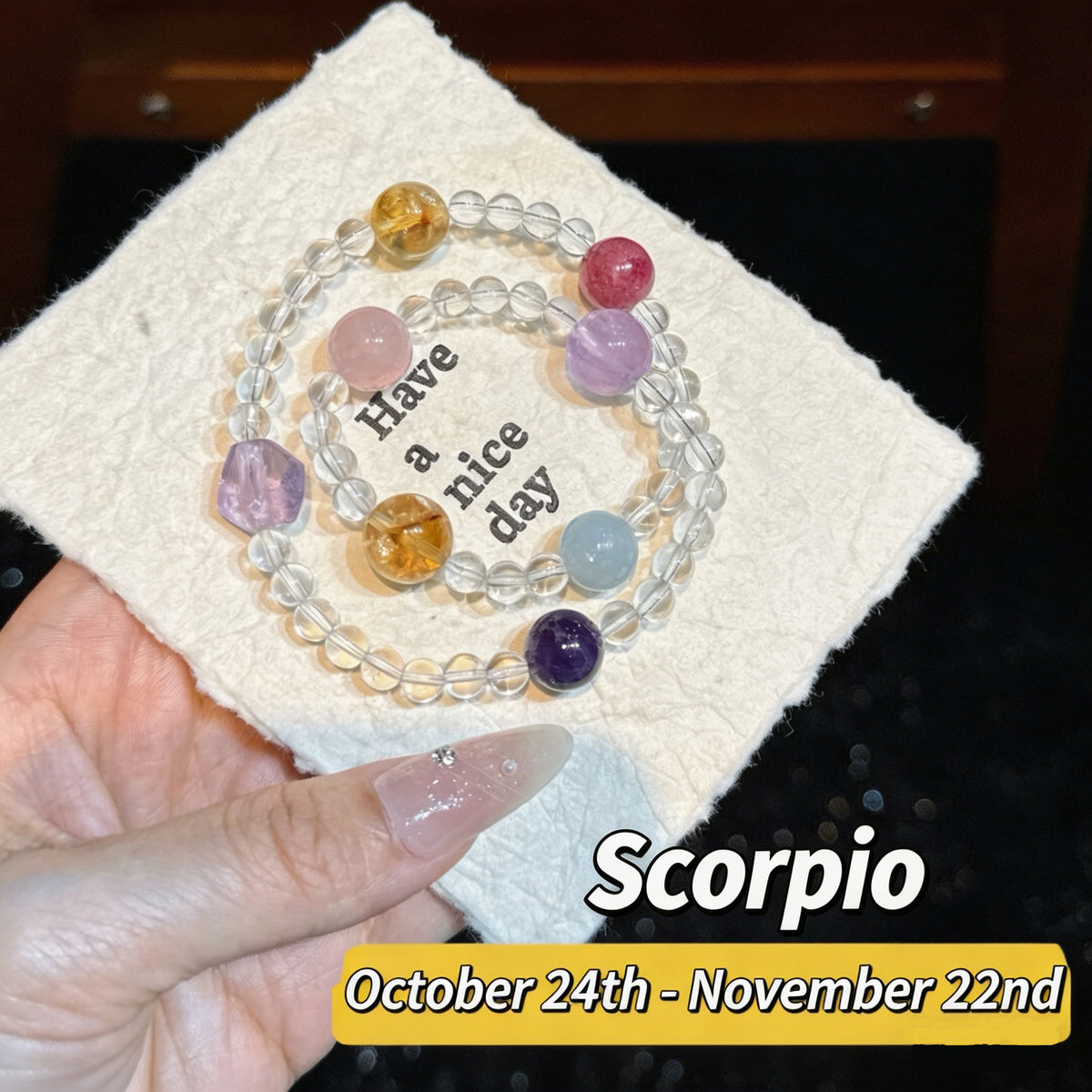 Zodiac Sign Bracelet with Dopamine Double-Layer Natural Crystal Beads - Fresh, Sweet, and Unique, Suitable for Both Men and Women, 2026 Spring New Jewelry