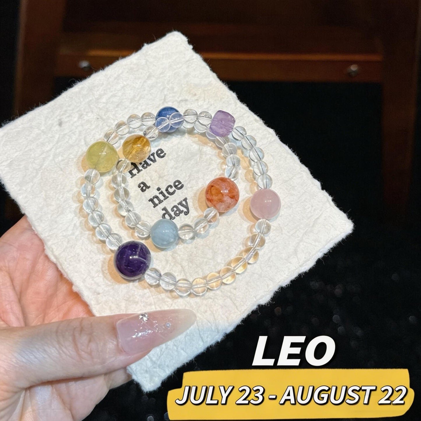 Zodiac Sign Bracelet with Dopamine Double-Layer Natural Crystal Beads - Fresh, Sweet, and Unique, Suitable for Both Men and Women, 2026 Spring New Jewelry