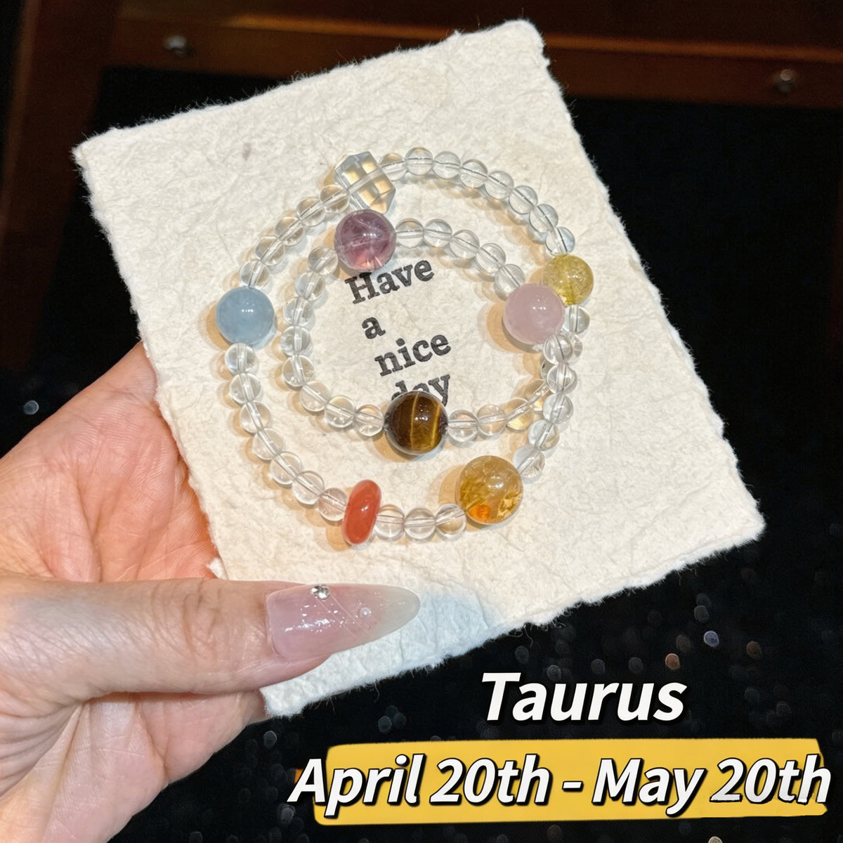 Zodiac Sign Bracelet with Dopamine Double-Layer Natural Crystal Beads - Fresh, Sweet, and Unique, Suitable for Both Men and Women, 2026 Spring New Jewelry
